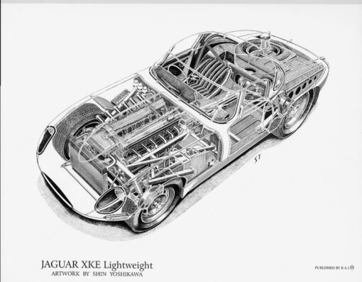 Jaguar XKE Lightweight Cutaway Drawing