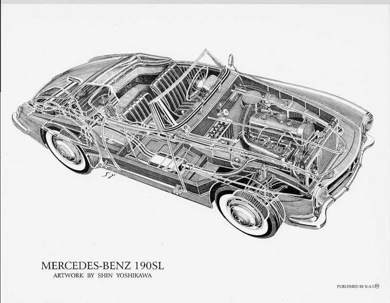 Mercedes-Benz 190SL Cutaway 8.5 X 11