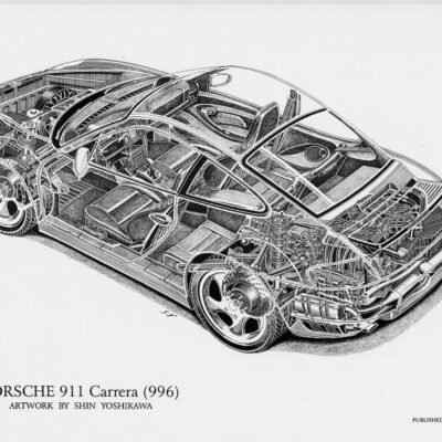 Porsche 911 Carrera 996 Cutaway 8.5 X 11