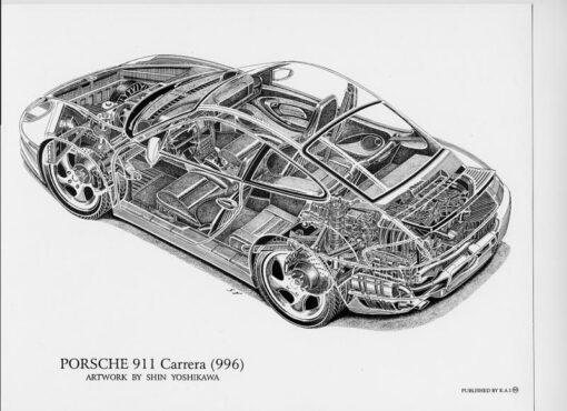Porsche 911 Carrera 996 Cutaway 8.5 X 11