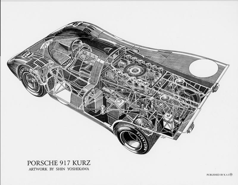 Porsche 917 KURZ Cutaway  16 X 24