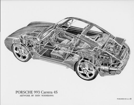 Porsche 993 Carrera 4S Cutaway 8.5 X 11