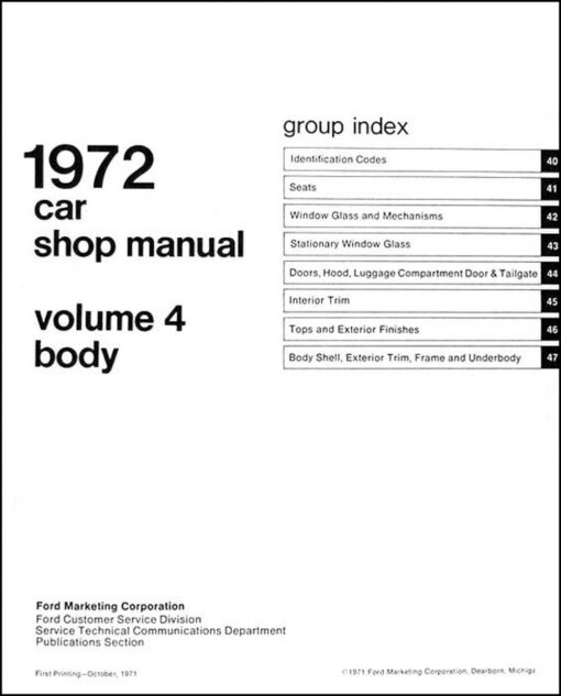 1972 Ford Cars factory shop manual - 5 volume set - Image 3