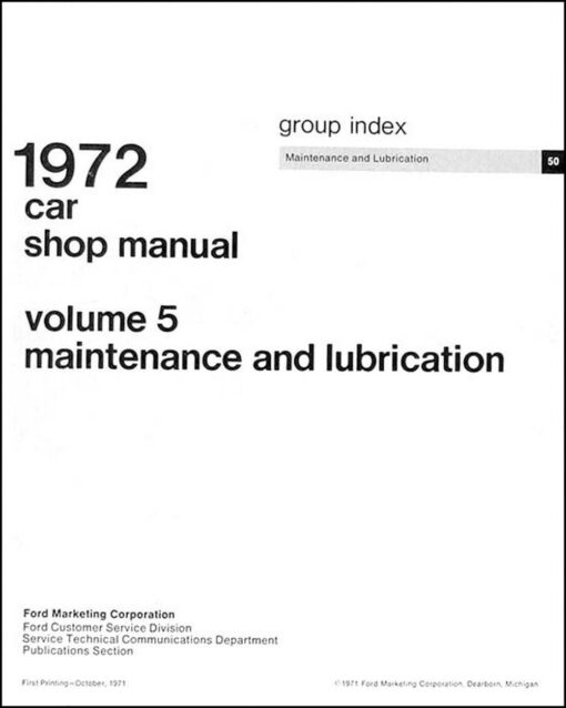 1972 Ford Cars factory shop manual - 5 volume set - Image 2