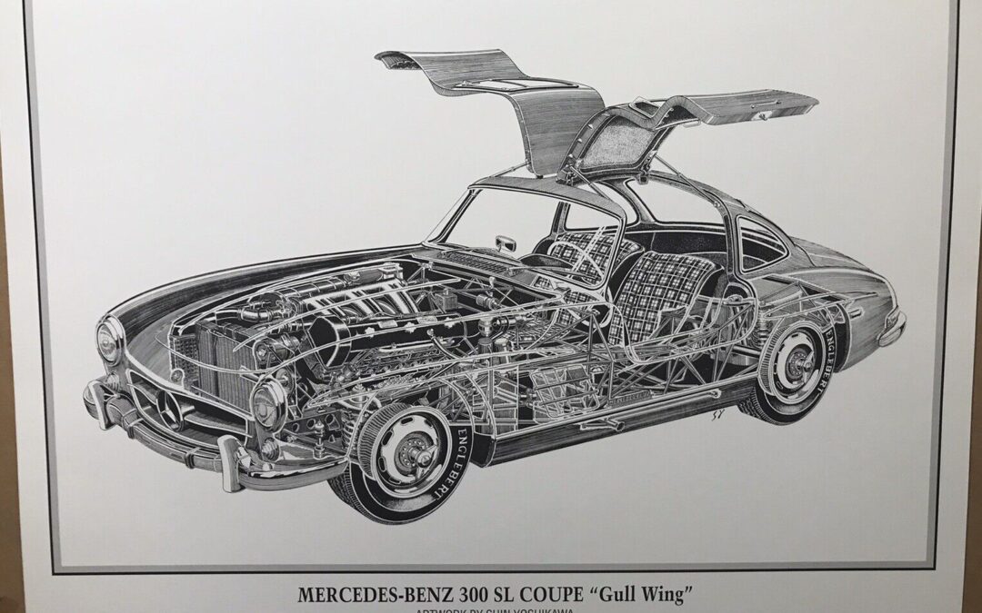 Mercedes-Benz 300SL Gull Wing Cutaway 8.5 x 11