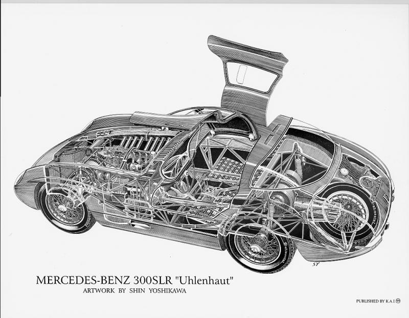 Mercedes-Benz 300SLR Cutaway 8.5 x 11