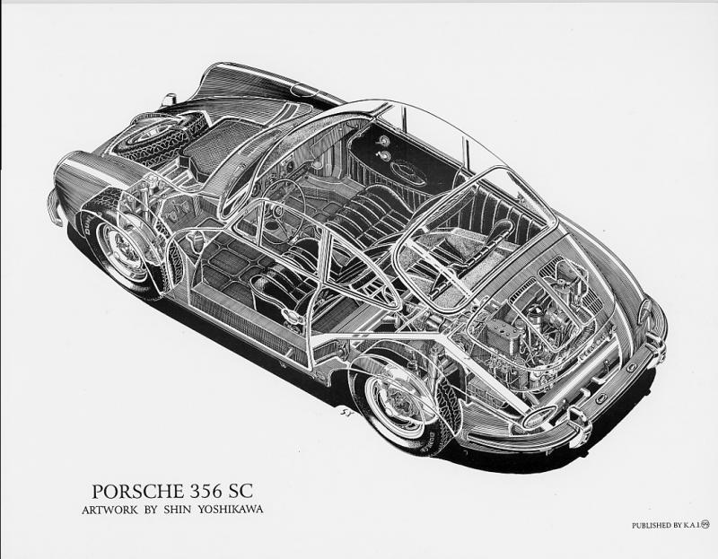 Porsche 356 SC Cutaway 8 1/2 X 11