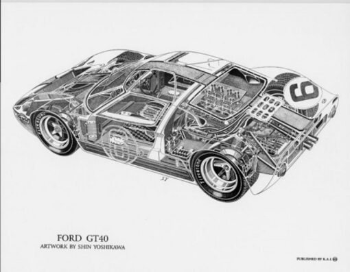 Ford GT40 Cutaway 8.5 x 11