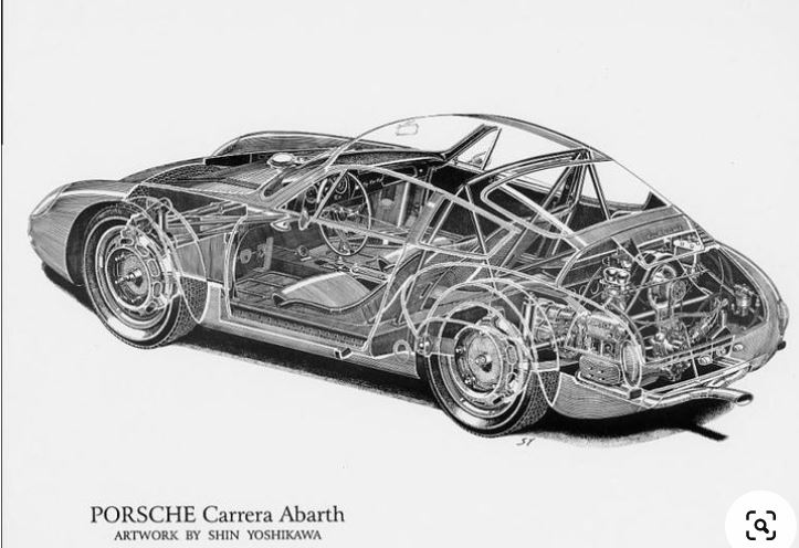 Porsche Carrera Abarth Cutaway 8 1/2 X 11