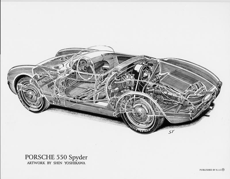 Porsche 550 Cutaway 8 1/2 X 11